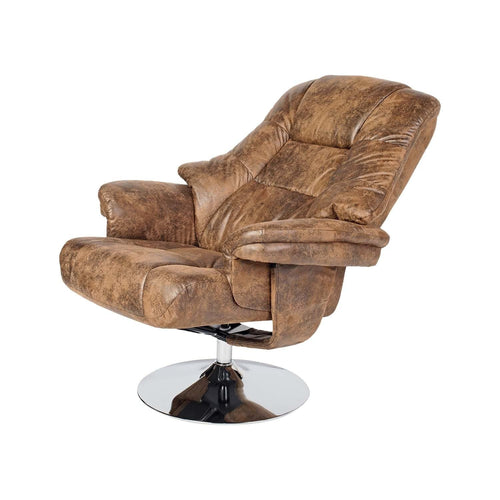 1st Choice Furniture Direct Recliner Chair 1st Choice Air Swivel Recliner & Ottoman Set in Brown Leather Finish
