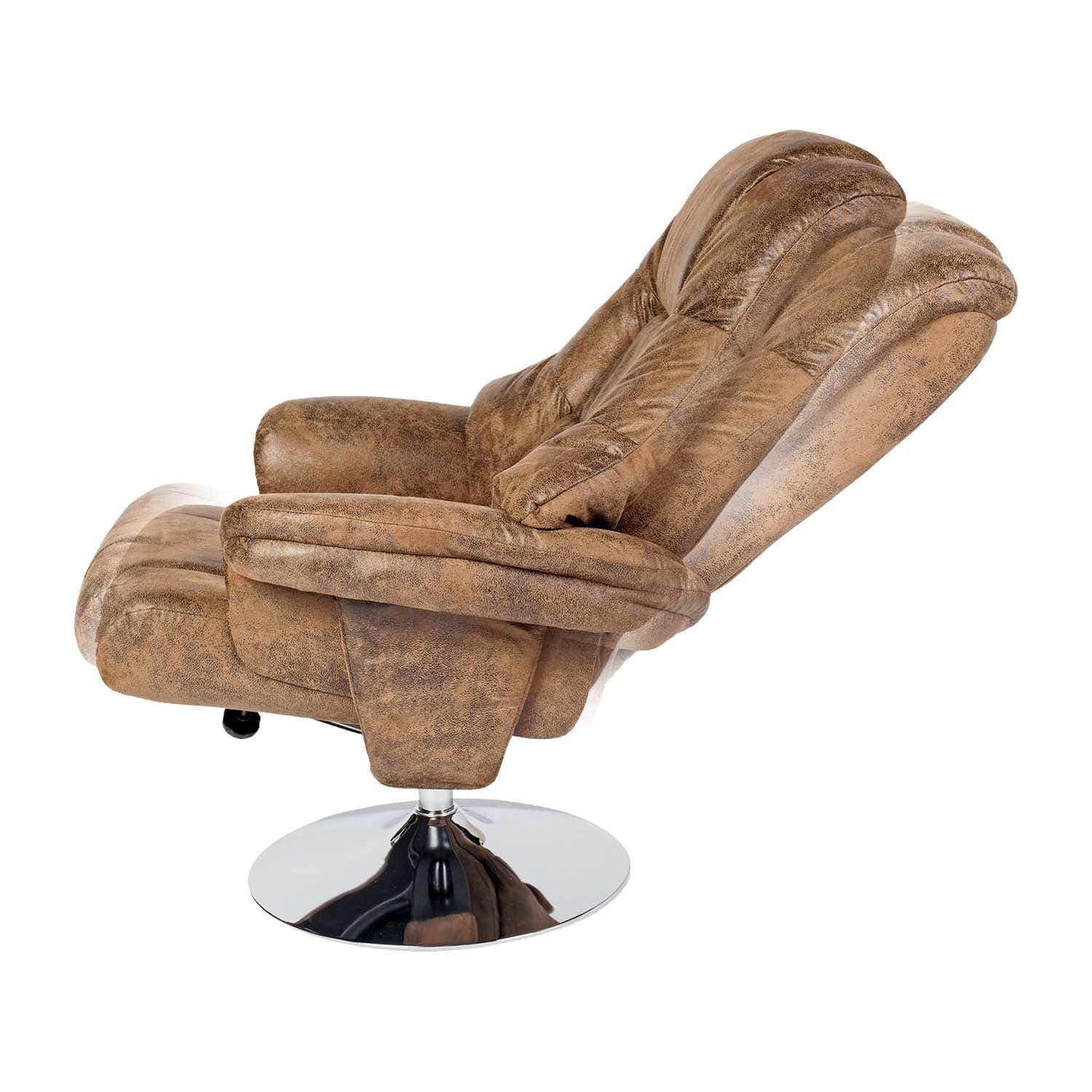 1st Choice Furniture Direct Recliner Chair 1st Choice Air Swivel Recliner & Ottoman Set in Brown Leather Finish