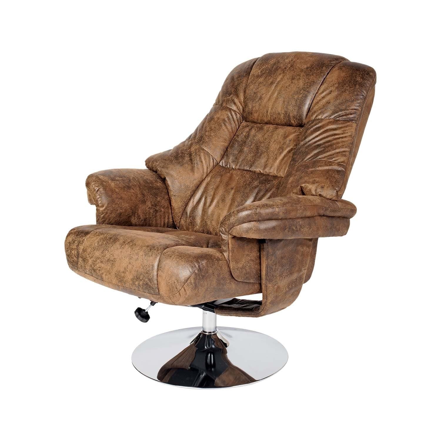 1st Choice Furniture Direct Recliner Chair 1st Choice Air Swivel Recliner & Ottoman Set in Brown Leather Finish
