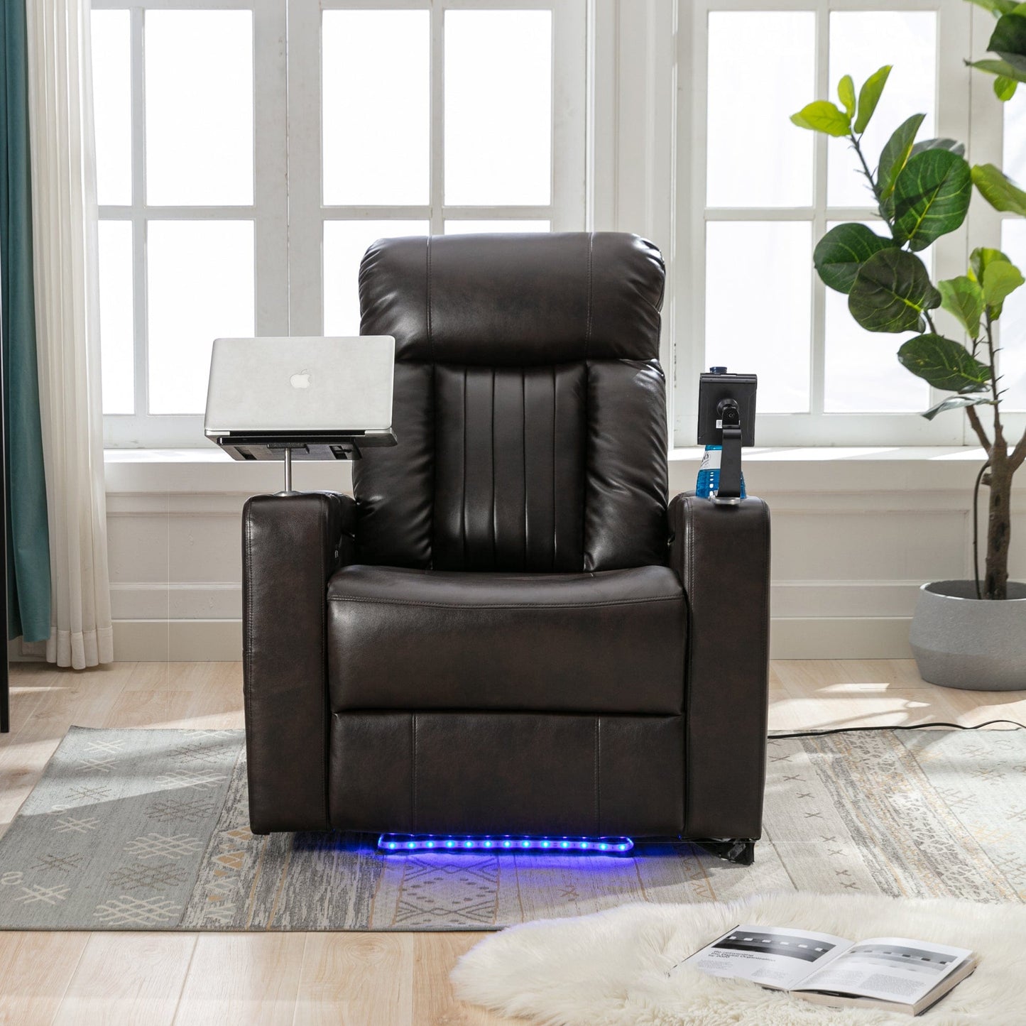 1st Choice Furniture Direct Recliner Chair 1st Choice Brown Power Motion Recliner with USB Port & Hidden Storage