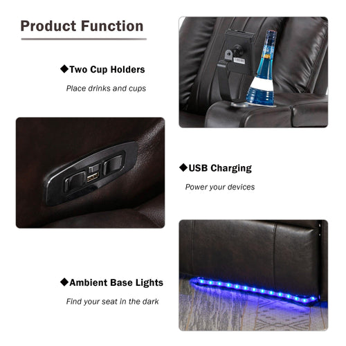 1st Choice Furniture Direct Recliner Chair 1st Choice Brown Power Motion Recliner with USB Port & Hidden Storage