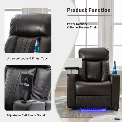 1st Choice Furniture Direct Recliner Chair 1st Choice Brown Power Motion Recliner with USB Port & Hidden Storage
