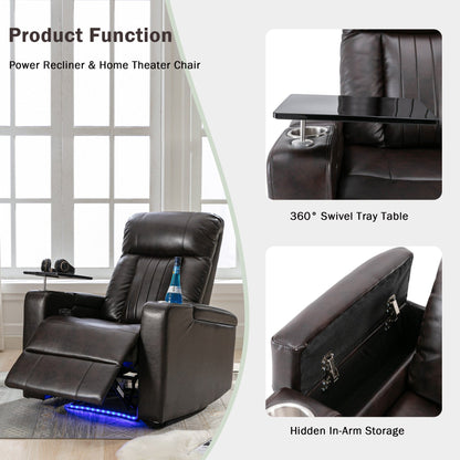1st Choice Furniture Direct Recliner Chair 1st Choice Brown Power Motion Recliner with USB Port & Hidden Storage