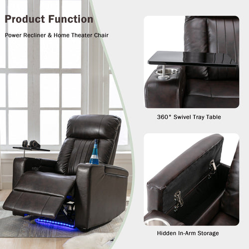 1st Choice Furniture Direct Recliner Chair 1st Choice Brown Power Motion Recliner with USB Port & Hidden Storage