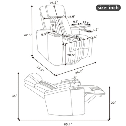 1st Choice Furniture Direct Recliner Chair 1st Choice Modern LED Power Recliner with Storage and Phone Holder