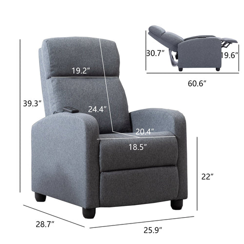 1st Choice Furniture Direct Recliner Chair Classic Relaxing Push Recliner Chair with Heat & Massage in Grey Finish