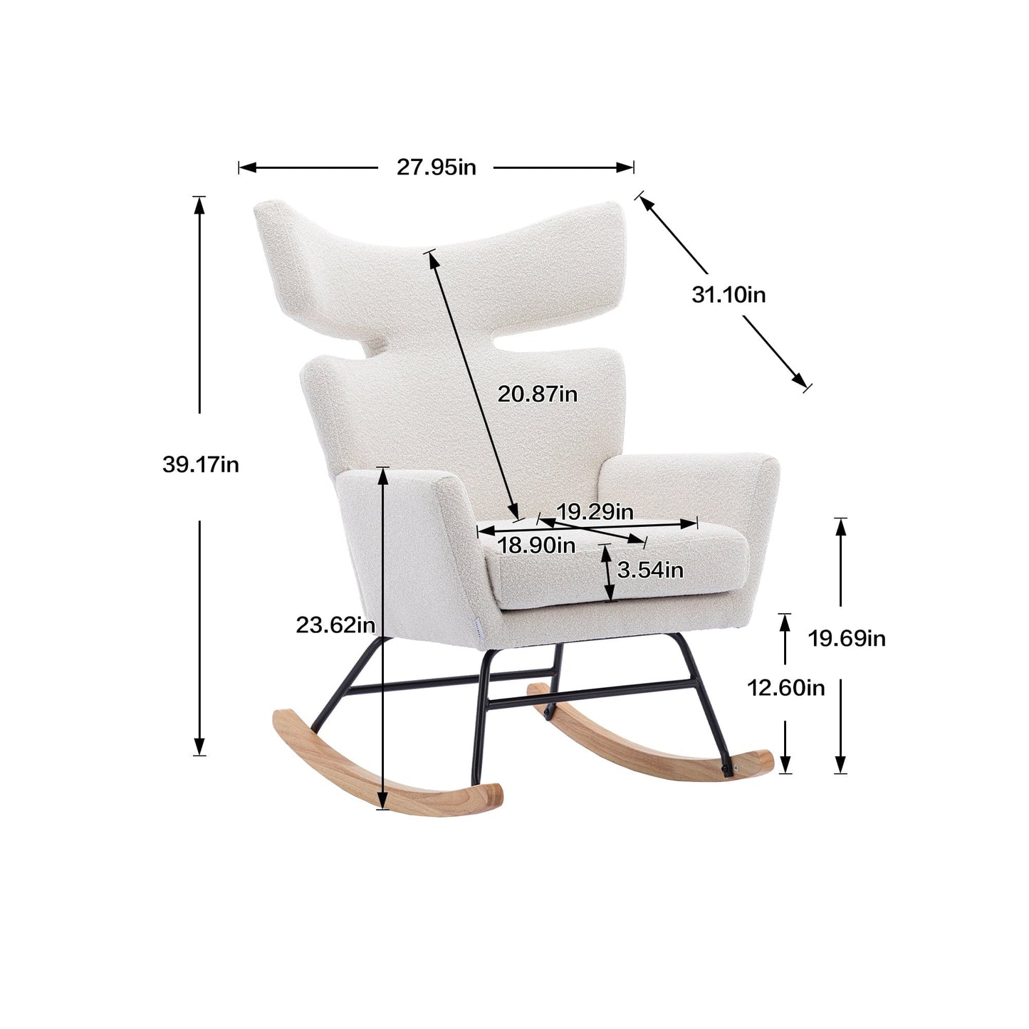 1st Choice Furniture Direct Rocking Chair 1st Choice Modern Ergonomic Fabric Rocking Chair for Living Room