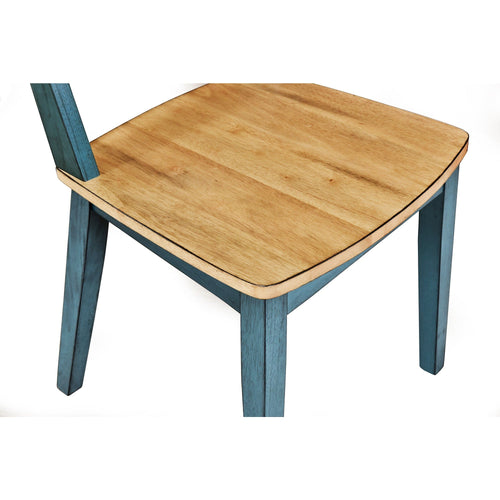 1st Choice Furniture Direct Round Dining Sets 1st Choice Antique Oak+Antique Blue 5 PC Mid-Century Round Dining Set