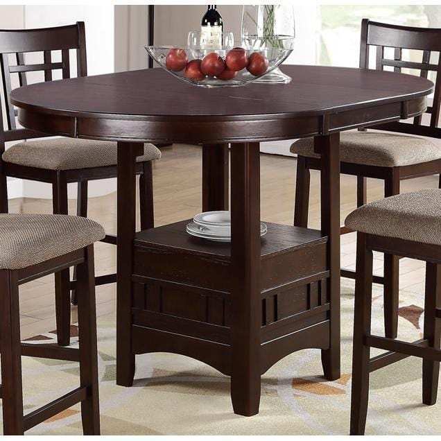 1st Choice Furniture Direct Round Dining Tables 1st Choice Modern 5pc Counter height  Dining Set in Dark Brown Finish