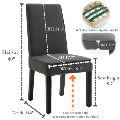 1st Choice Furniture Direct Seating 1st Choice 2 PCS Gray Linen Parsons Chairs with Removable Covers