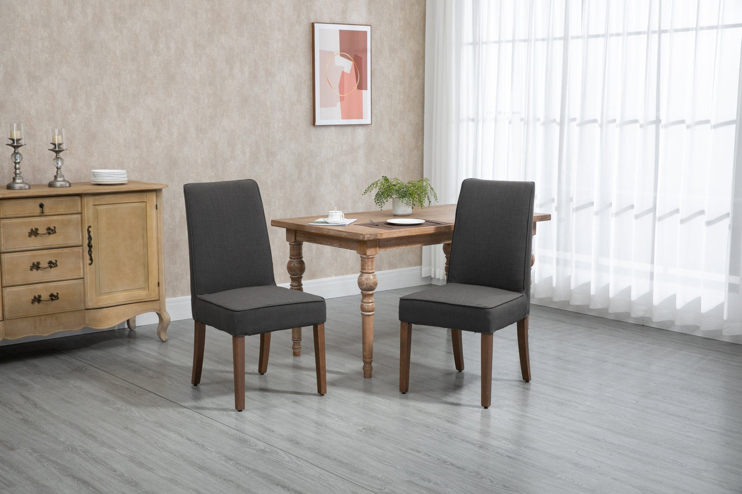 1st Choice Furniture Direct Seating 1st Choice 2 PCS Gray Linen Parsons Chairs with Removable Covers