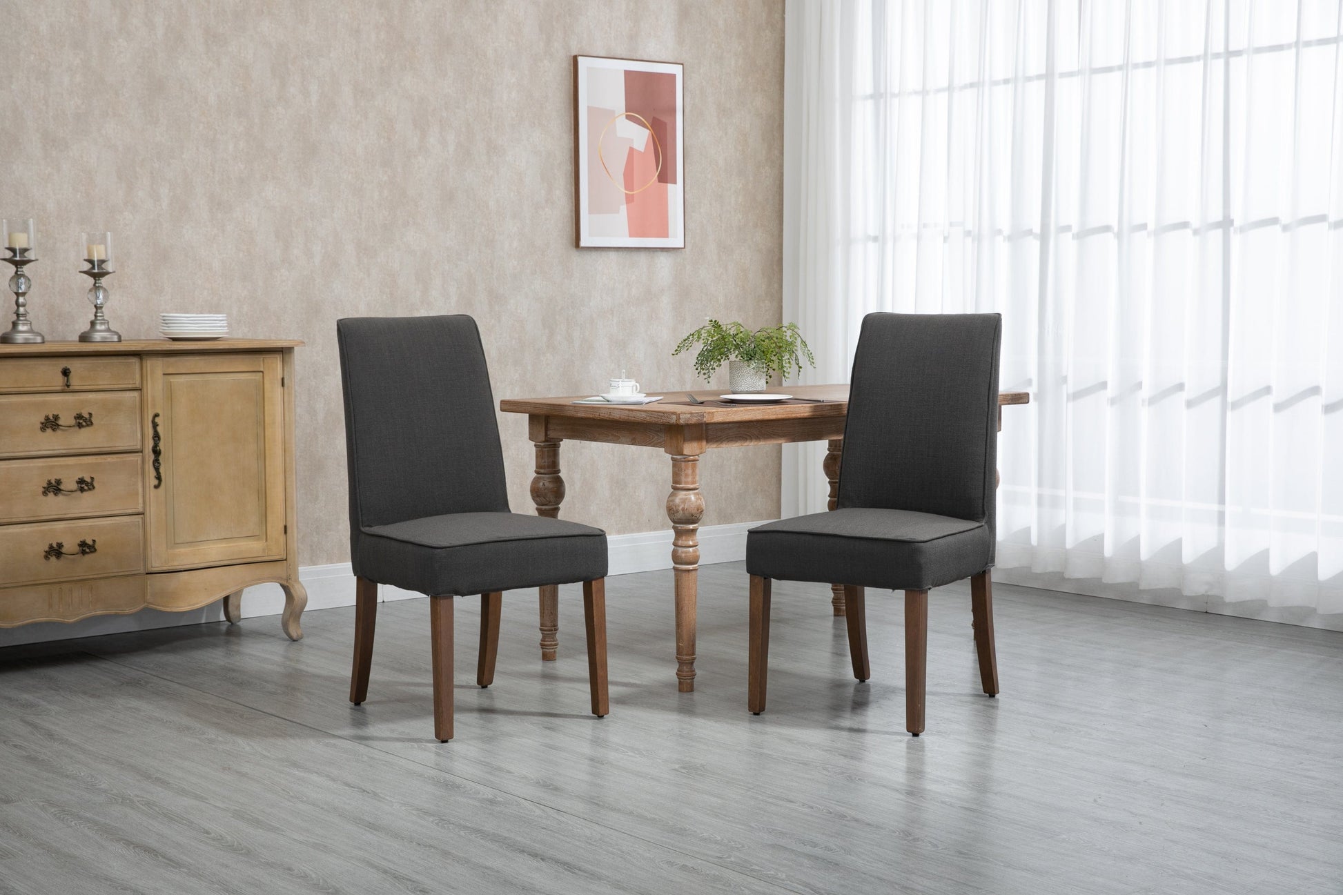 1st Choice Furniture Direct Seating 1st Choice 2 PCS Gray Linen Parsons Chairs with Removable Covers