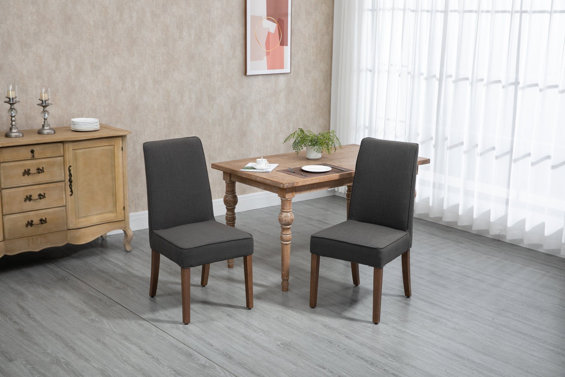 1st Choice Furniture Direct Seating 1st Choice 2 PCS Gray Linen Parsons Chairs with Removable Covers