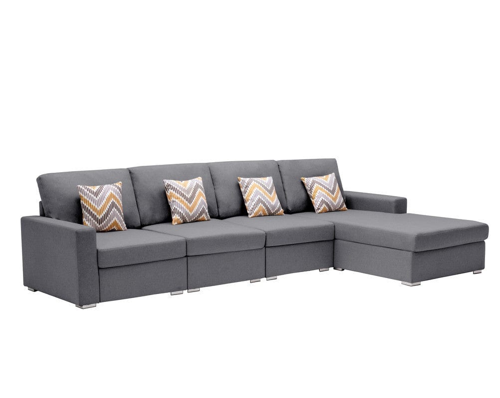1st Choice Furniture Direct Sectional Sofa 1st Choice 4Pc Gray Linen Sectional Sofa w/ Reversible Chaise