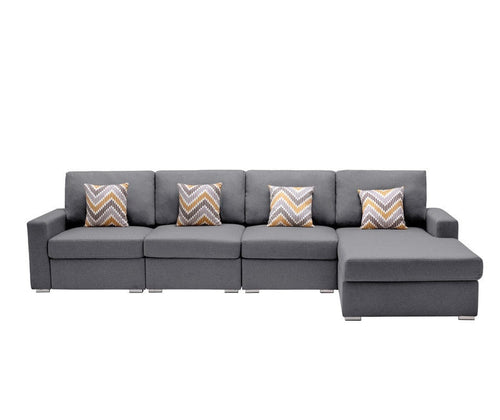 1st Choice Furniture Direct Sectional Sofa 1st Choice 4Pc Gray Linen Sectional Sofa w/ Reversible Chaise