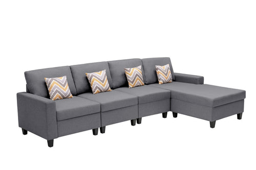 1st Choice Furniture Direct Sectional Sofa 1st Choice 4Pc Gray Linen Sectional Sofa w/ Reversible Chaise
