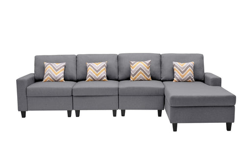 1st Choice Furniture Direct Sectional Sofa 1st Choice 4Pc Gray Linen Sectional Sofa w/ Reversible Chaise