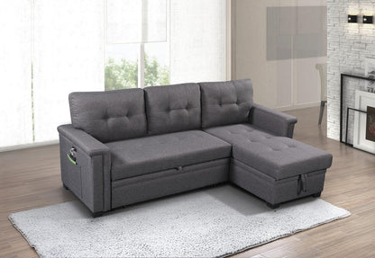 1st Choice Furniture Direct Sectional Sofa 1st Choice Ashlyn Gray Sectional Sofa with Chaise and Charging Ports