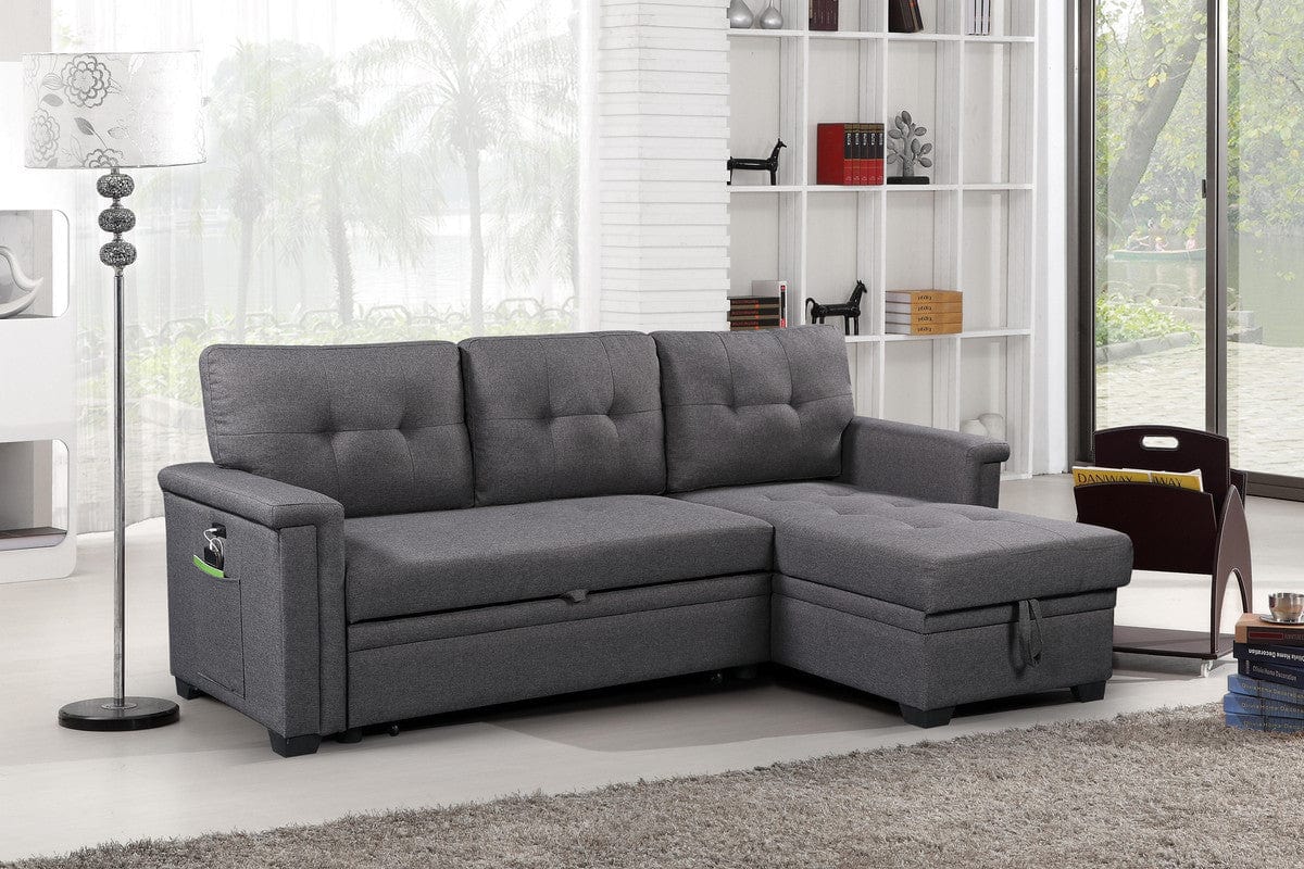 1st Choice Furniture Direct Sectional Sofa 1st Choice Ashlyn Gray Sectional Sofa with Chaise and Charging Ports