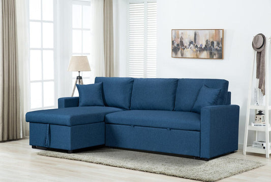 1st Choice Furniture Direct Sectional Sofa 1st Choice Blue Linen Reversible Sleeper Sectional with Storage