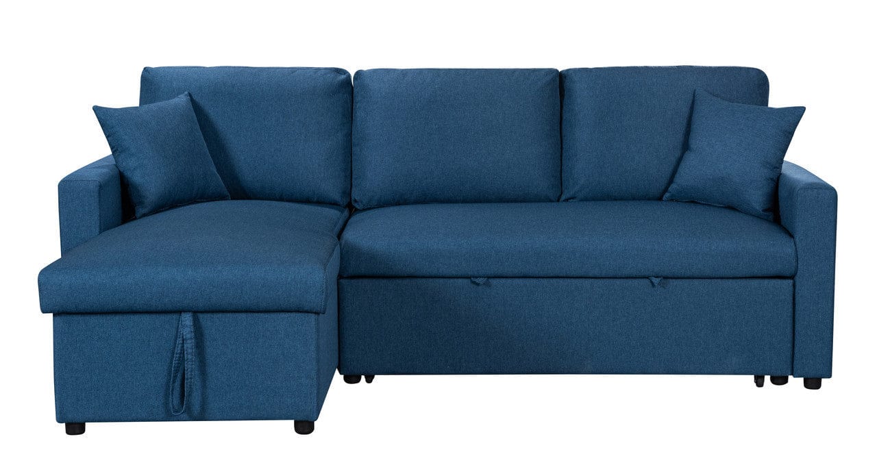 1st Choice Furniture Direct Sectional Sofa 1st Choice Blue Linen Reversible Sleeper Sectional with Storage