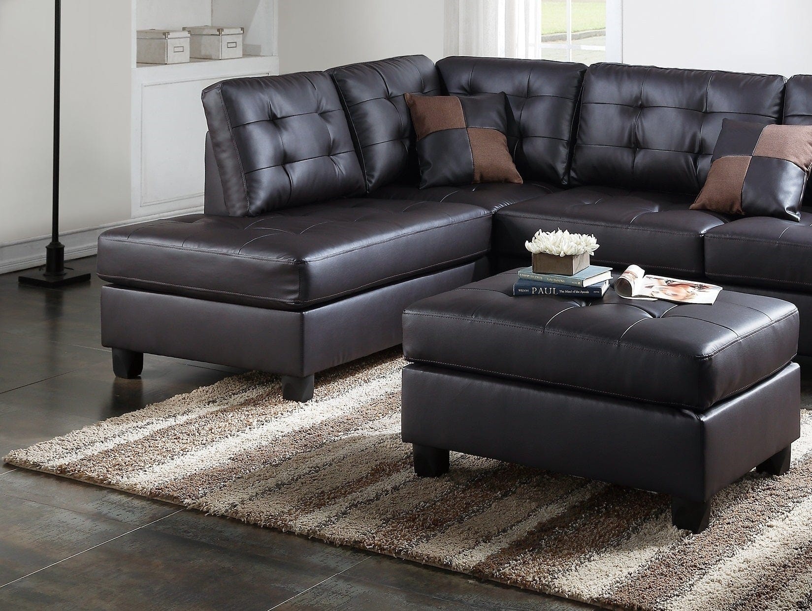1st Choice Furniture Direct Sectional Sofa 1st Choice Contemporary Espresso Faux Leather 3pc Sectional Sofa