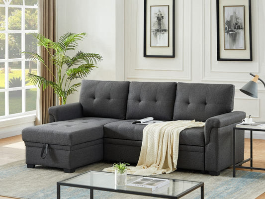 1st Choice Furniture Direct Sectional Sofa 1st Choice Dark Gray Reversible Sleeper Sectional with Storage Chaise