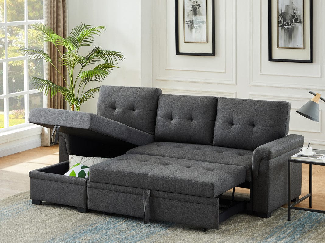 1st Choice Furniture Direct Sectional Sofa 1st Choice Dark Gray Reversible Sleeper Sectional with Storage Chaise