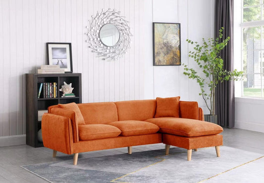 1st Choice Furniture Direct Sectional Sofa 1st Choice Modern Orange Fabric Sectional Sofa with Chaise