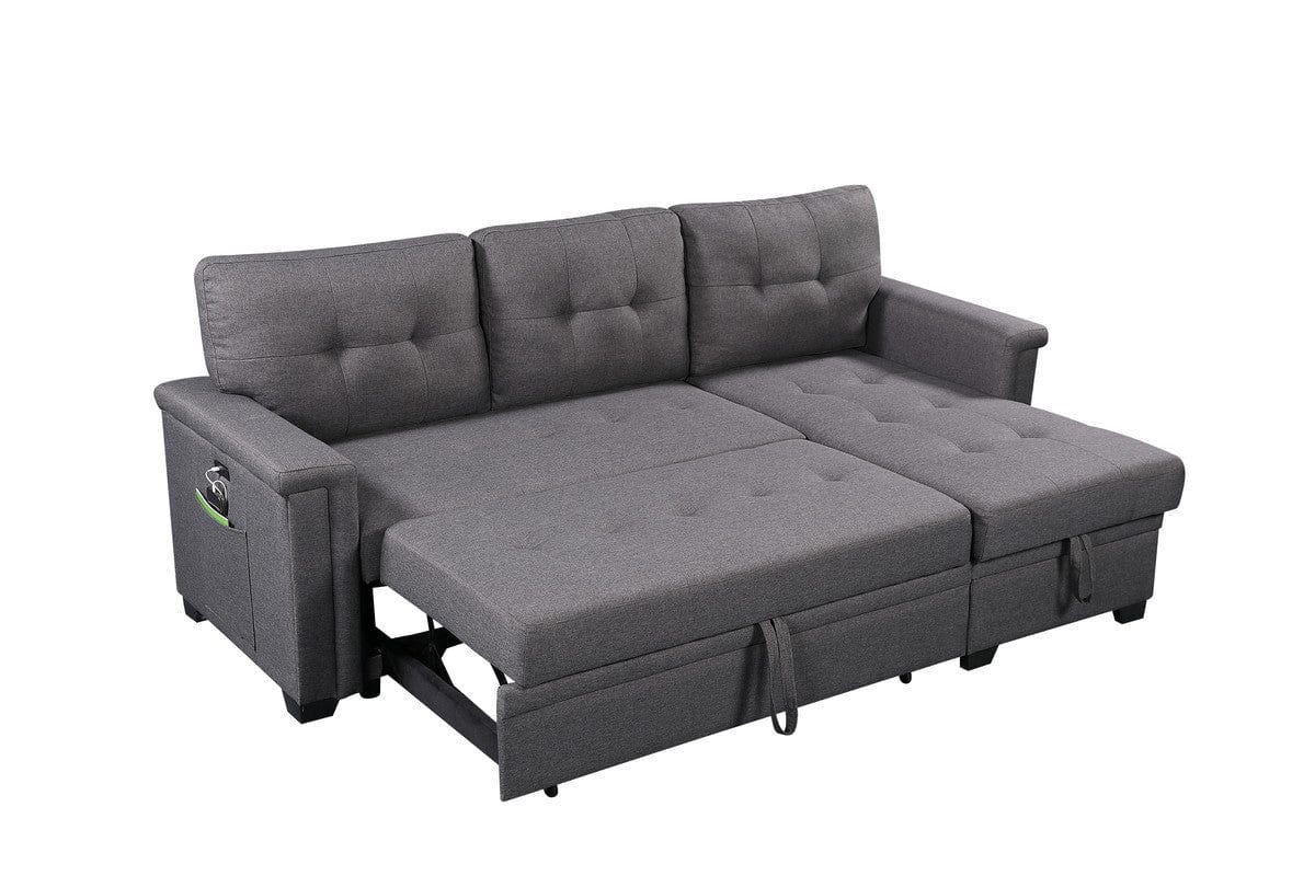 1st Choice Furniture Direct Sectional Sofa 1st Choice Nathan Gray Sleeper Sectional with Storage & USB Ports