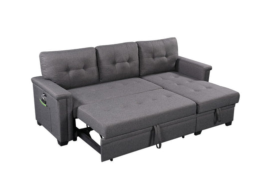 1st Choice Furniture Direct Sectional Sofa 1st Choice Nathan Gray Sleeper Sectional with Storage & USB Ports