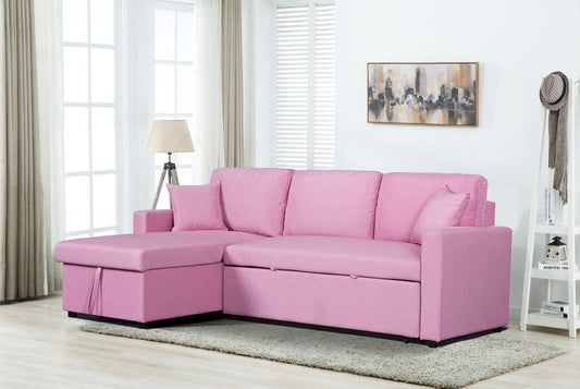 1st Choice Furniture Direct Sectional Sofa 1st Choice Paisley Pink Linen Reversible Sleeper Sofa with Chaise