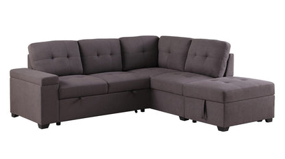 1st Choice Furniture Direct Sectional Sofa & Ottoman 1st Choice Brown Linen Sleeper Sectional with Storage Ottoman