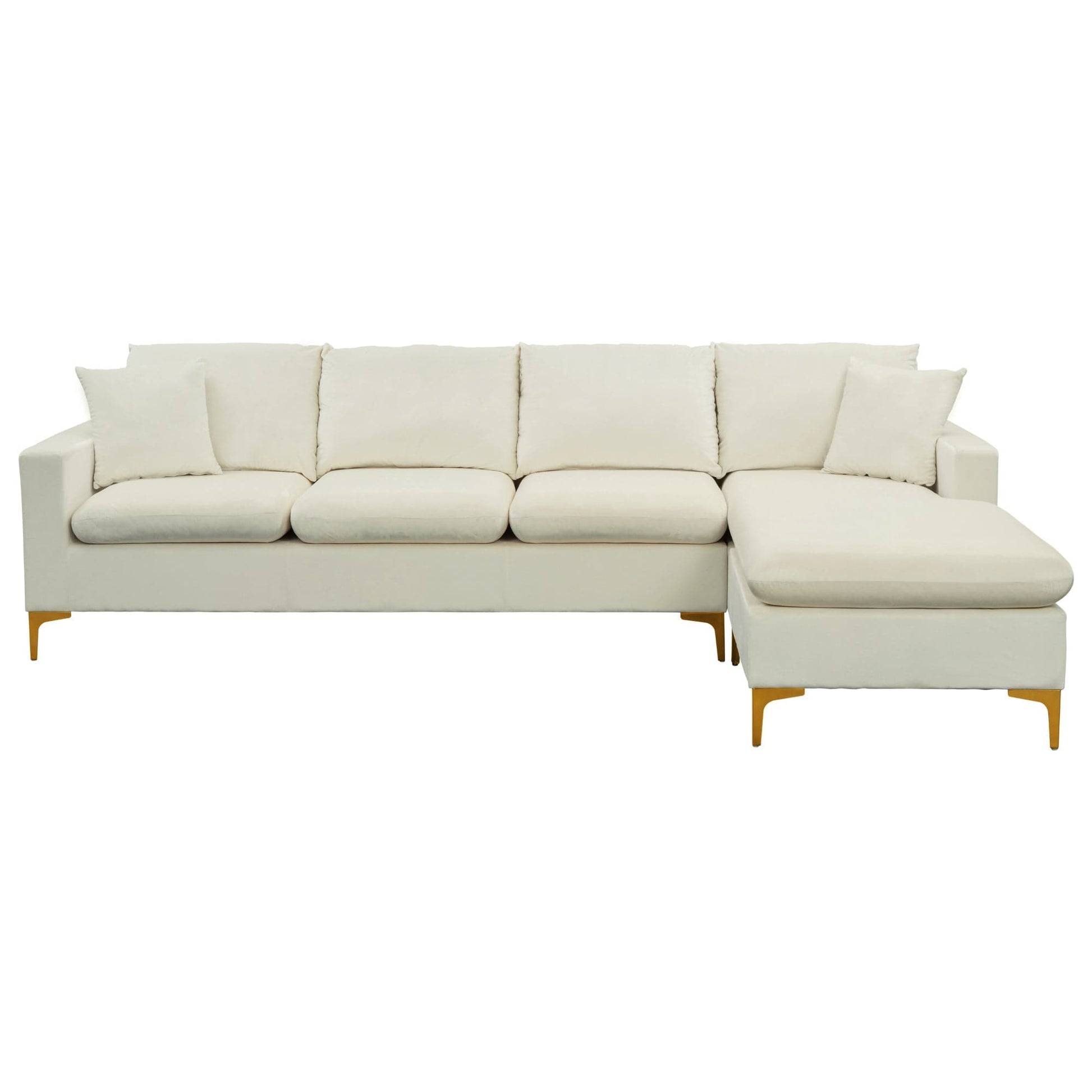 1st Choice Furniture Direct Sectional Sofa & Ottoman 1st Choice Cream White Sectional Sofa Set with Ottoman and Pillows