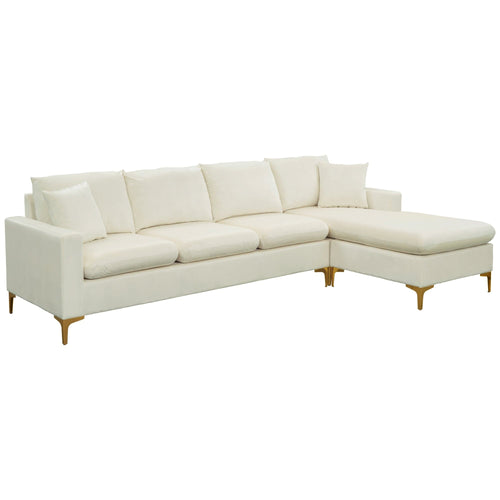 1st Choice Furniture Direct Sectional Sofa & Ottoman 1st Choice Cream White Sectional Sofa Set with Ottoman and Pillows