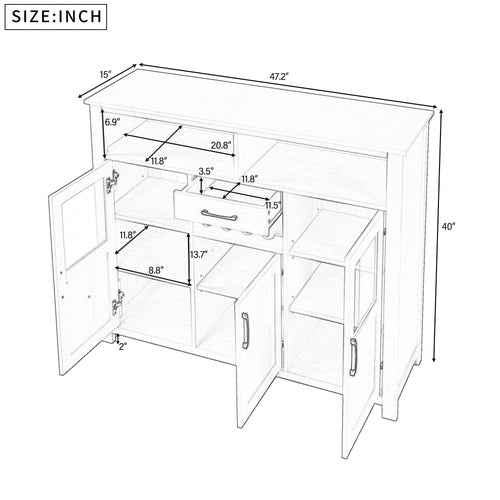 1st Choice Furniture Direct Sideboard 1st Choice Retro Sideboard with Wine Rack and Adjustable Shelves