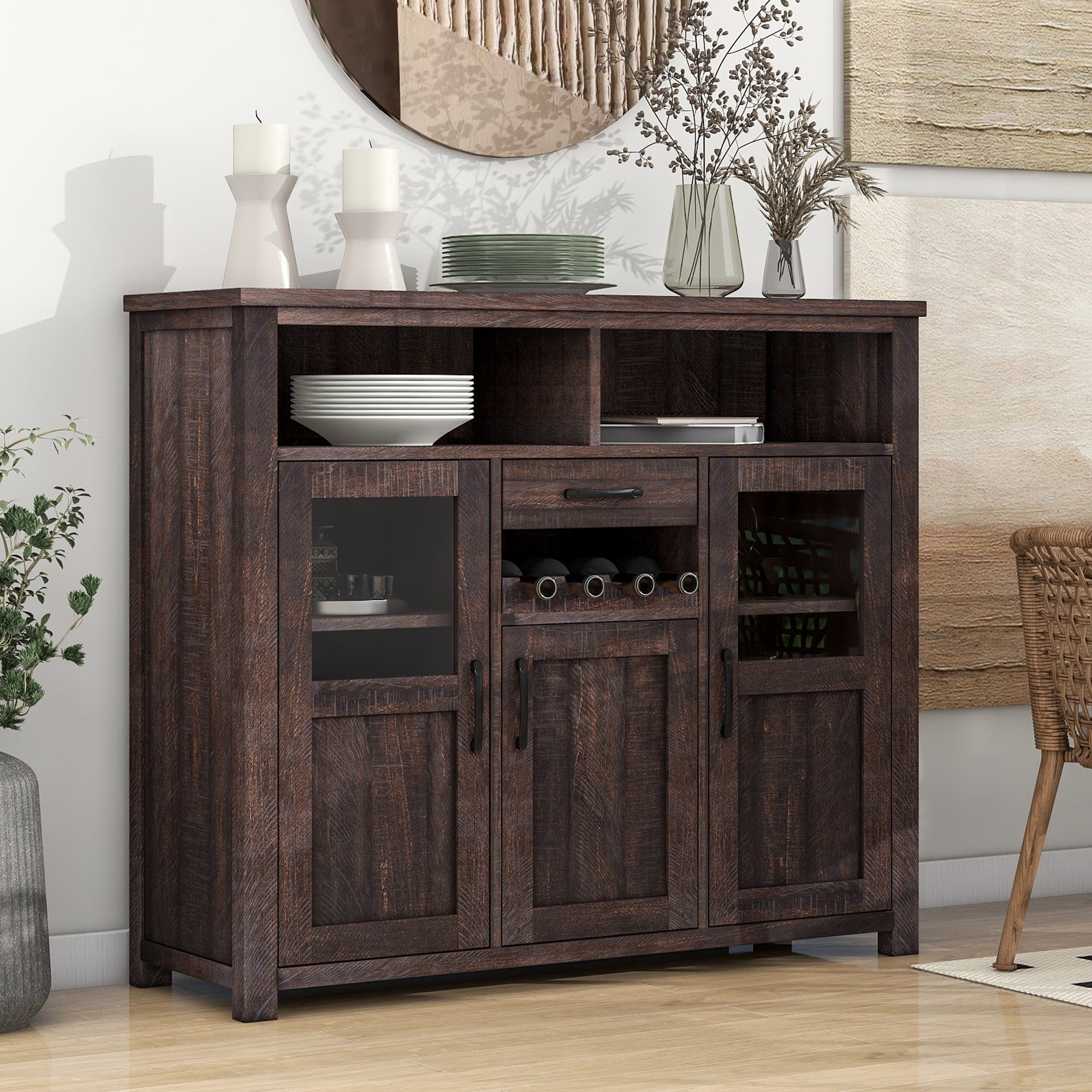 Espresso sideboard sale cabinet