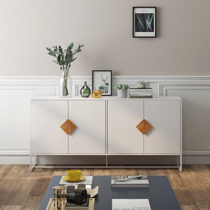 1st Choice Furniture Direct Sideboard 1st Choice White Double Storage Solid Wood Sideboard with 4 Doors