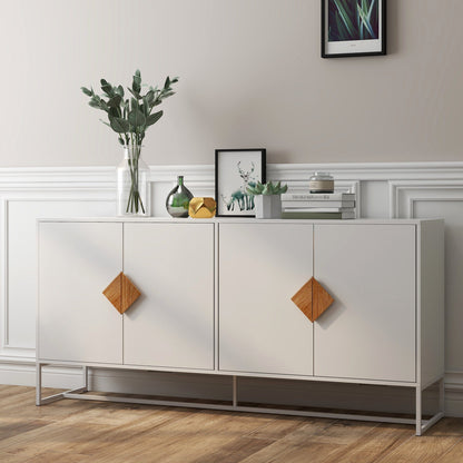 1st Choice Furniture Direct Sideboard 1st Choice White Double Storage Solid Wood Sideboard with 4 Doors