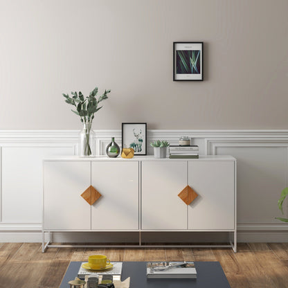 1st Choice Furniture Direct Sideboard 1st Choice White Double Storage Solid Wood Sideboard with 4 Doors