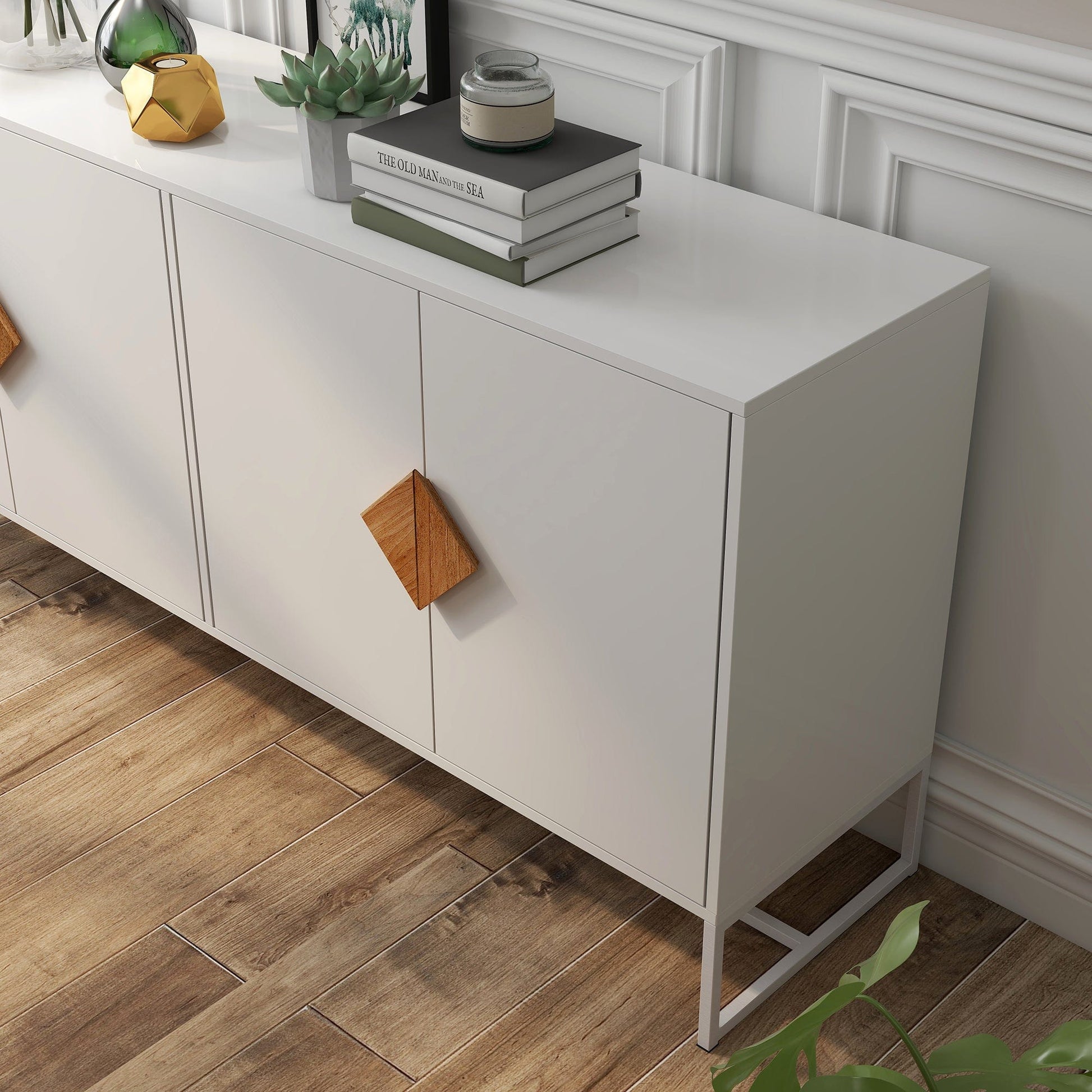 1st Choice Furniture Direct Sideboard 1st Choice White Double Storage Solid Wood Sideboard with 4 Doors