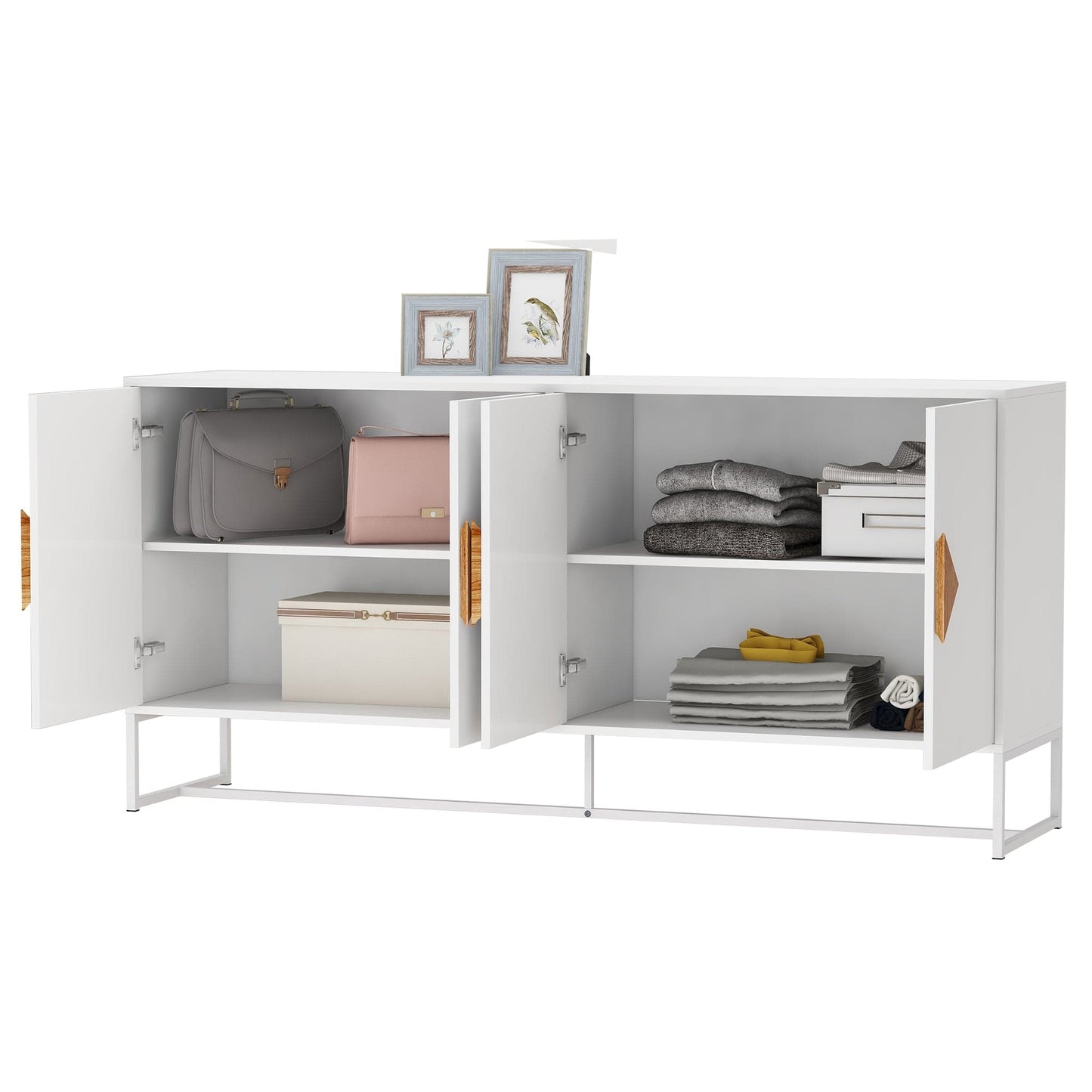 1st Choice Furniture Direct Sideboard 1st Choice White Double Storage Solid Wood Sideboard with 4 Doors