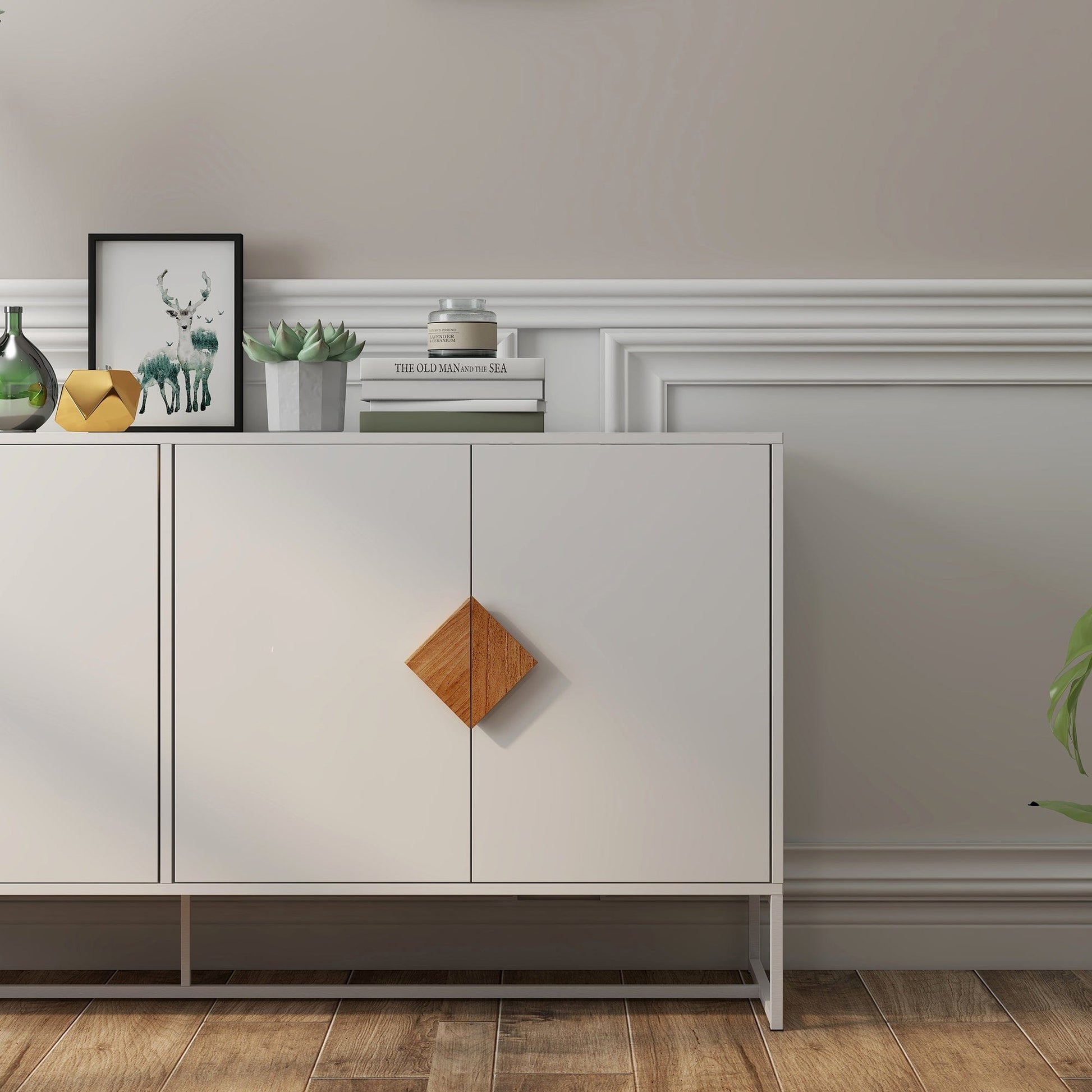 1st Choice Furniture Direct Sideboard 1st Choice White Double Storage Solid Wood Sideboard with 4 Doors
