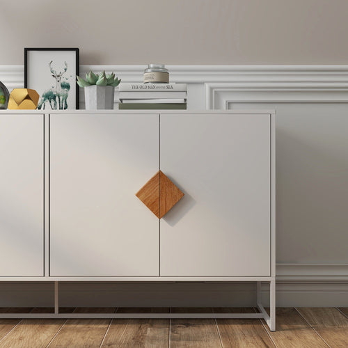 1st Choice Furniture Direct Sideboard 1st Choice White Double Storage Solid Wood Sideboard with 4 Doors