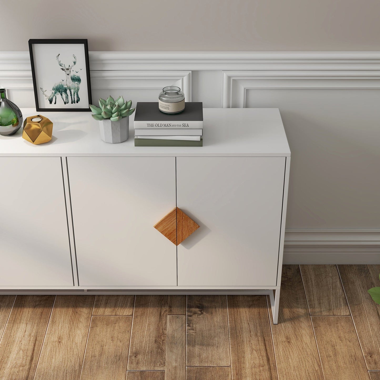 1st Choice Furniture Direct Sideboard 1st Choice White Double Storage Solid Wood Sideboard with 4 Doors