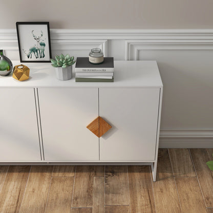 1st Choice Furniture Direct Sideboard 1st Choice White Double Storage Solid Wood Sideboard with 4 Doors