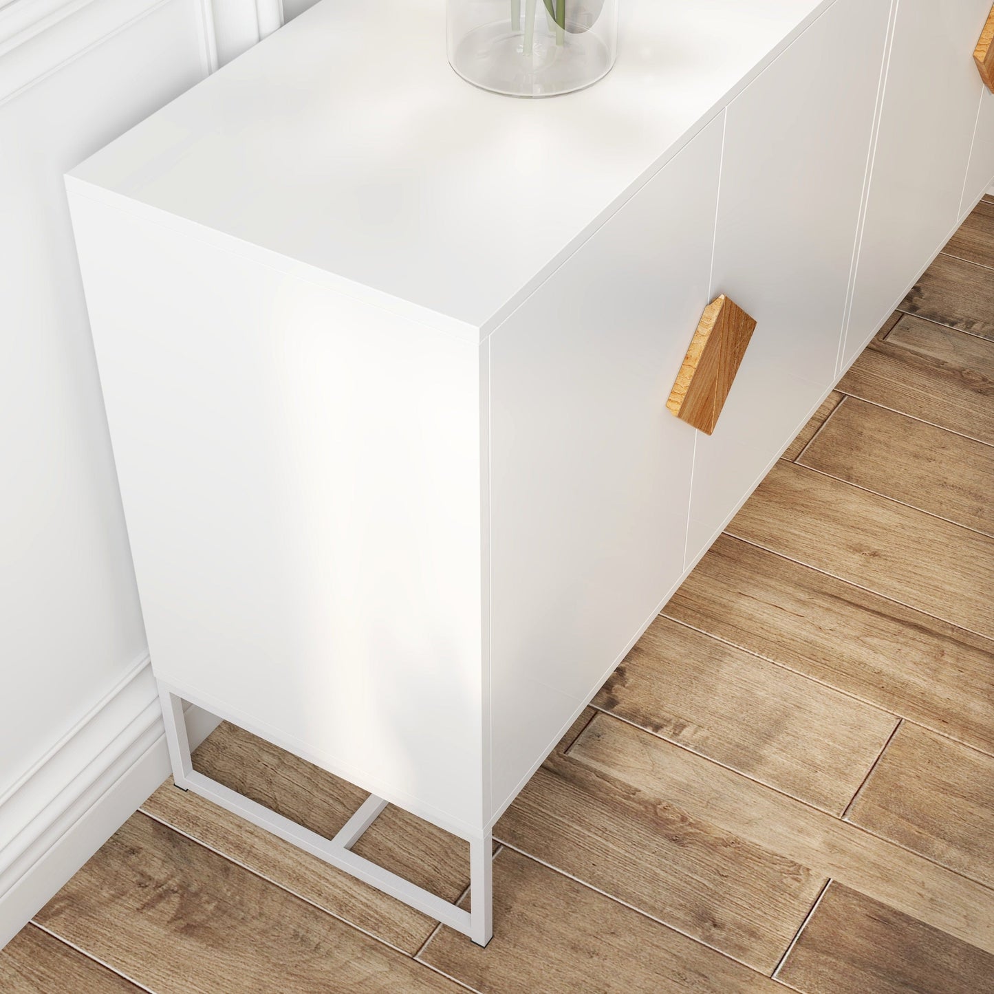 1st Choice Furniture Direct Sideboard 1st Choice White Double Storage Solid Wood Sideboard with 4 Doors