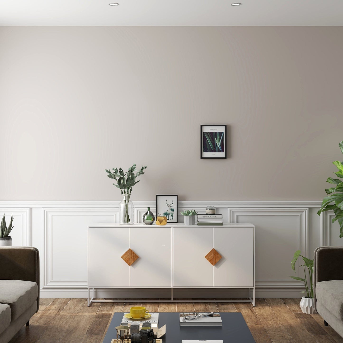 1st Choice Furniture Direct Sideboard 1st Choice White Double Storage Solid Wood Sideboard with 4 Doors