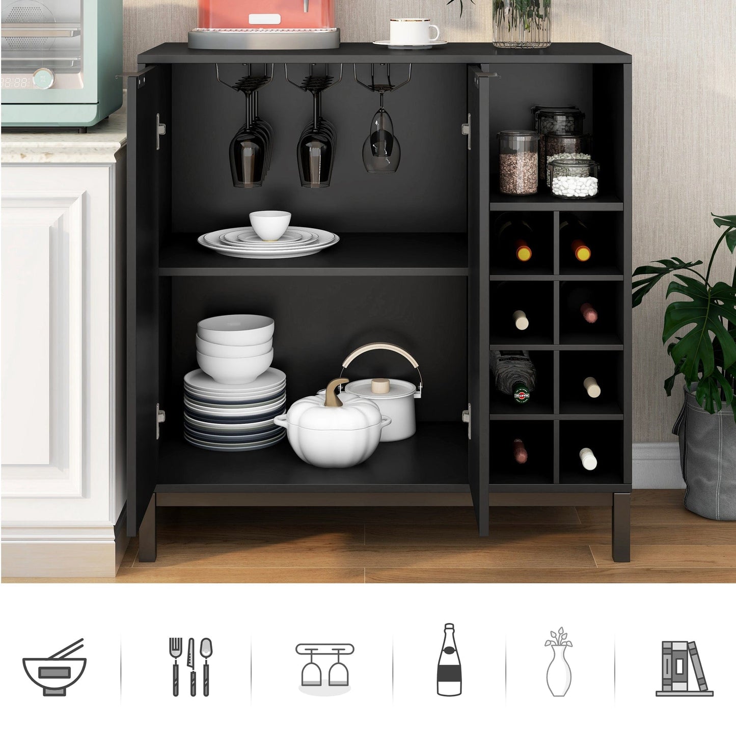 1st Choice Furniture Direct sideboards and Buffets 1st Choice Sideboards & Buffets Cabinet Wine Racks Server in Black