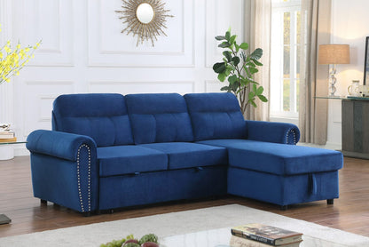 1st Choice Furniture Direct Sleeper Sofa 1st Choice Ashton Blue Velvet Reversible Sleeper Sofa Sectional